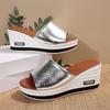 Plus Size Women's Peep Toe Wedge Heel Slides – European & American Summer Fashion