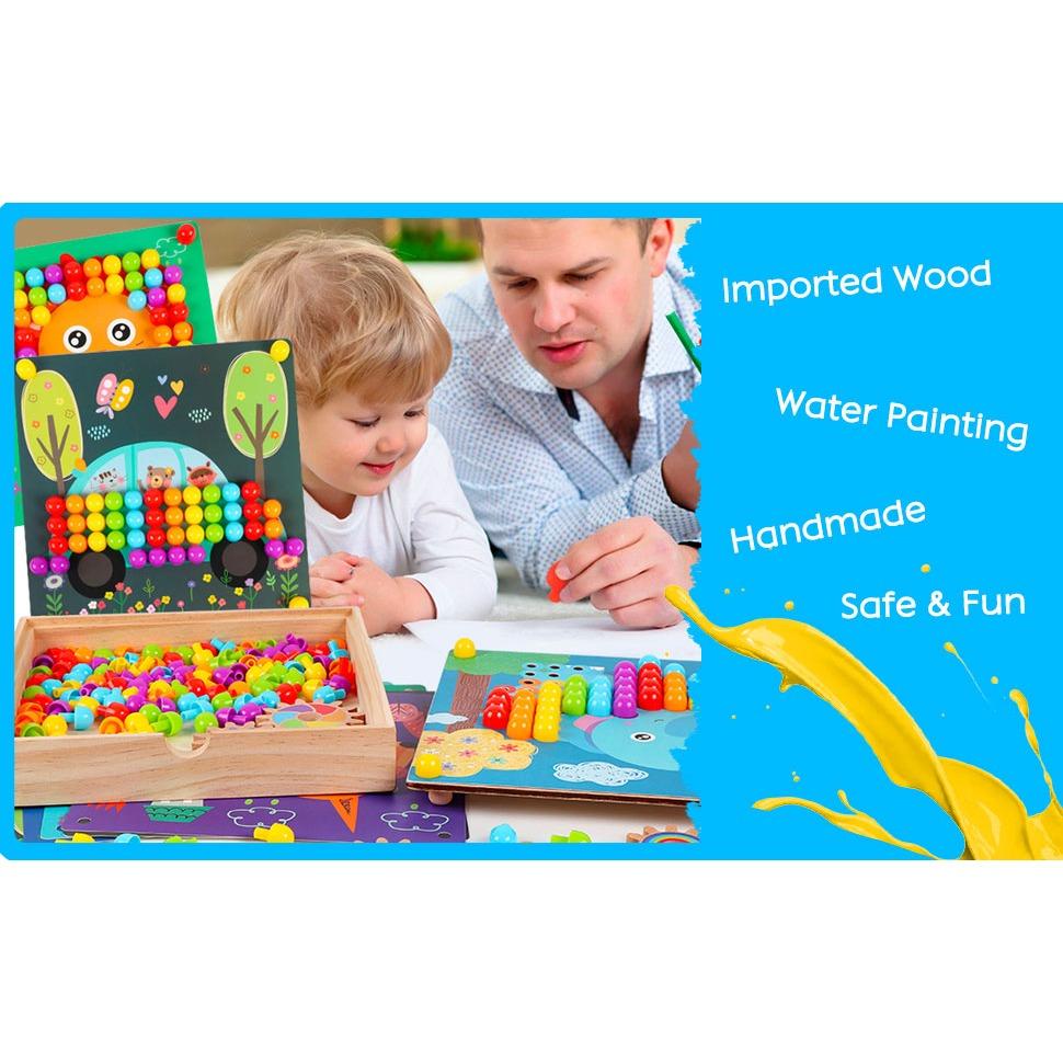 Mosaic Plug-in Game 3D with Gears,Mosaic Pegboard Forks,Early Educational Plug-in Game,Plug-in Game Childhood Gift From Boys and Girls (180 Pieces)