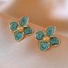 Trendy Flower Stud Earrings for Women Haze Blue Enamel Oil Petals Golden Stamen Earrings Party Sweet Girls Gift Jewelry