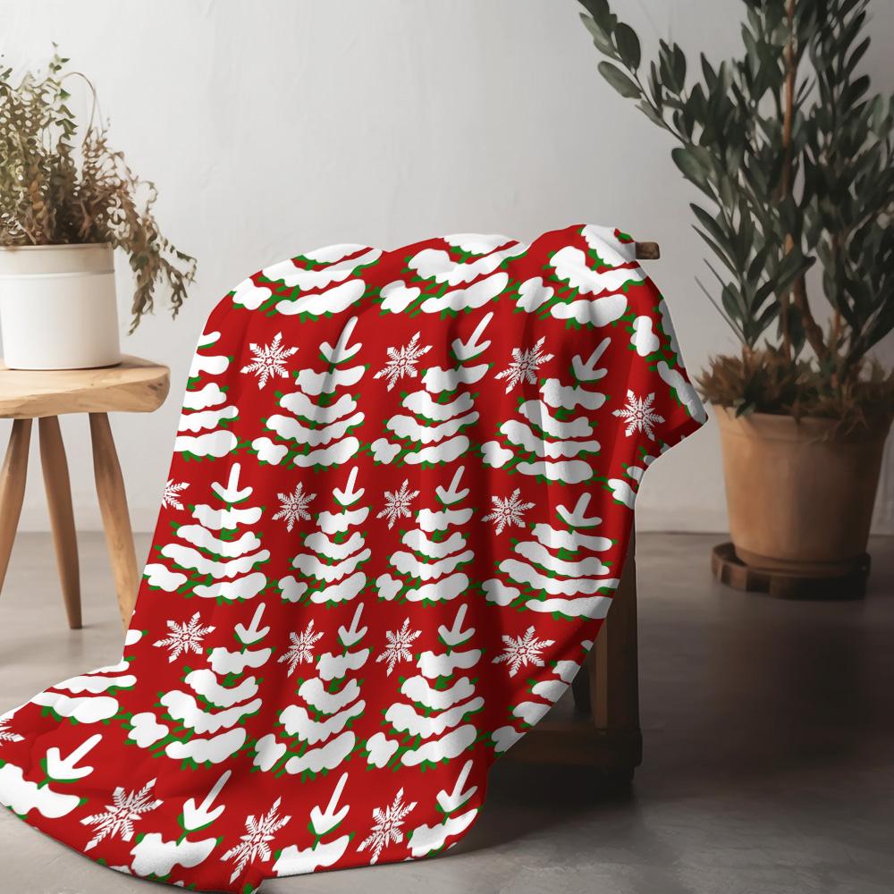 

Soft Cozy Throw Blanket Christmas Tree Pattern Winter Warm Flannel Bedspread Decorative Home Decor Gift Holiday Season Festive D 75x90cm