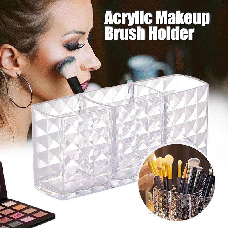 Clear Acrylic Makeup Brush Holder 1-Slot Compact Nail Hair Lip Liner Brush Lipsticks Organizer Student Box Pen Jewelry Storage