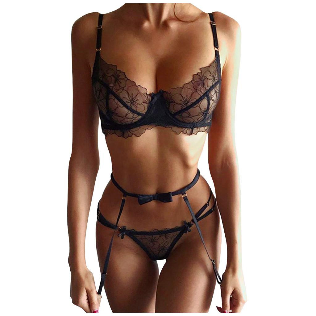 European and American Sex Underwear, Sexy Women's Perspective Three-point Underwear