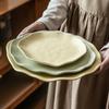 Cream Special-Shaped Ceramic Dinner Plate Creative Wavy Edge Plate Plate Tableware Household Vegetable Plate Western Dessert Plate