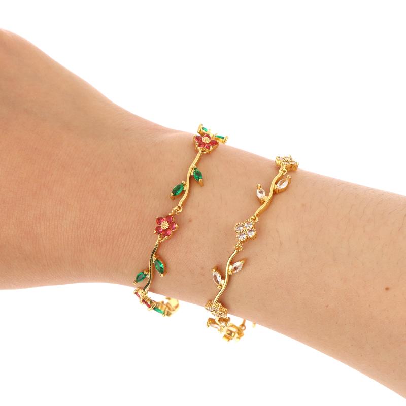 Multiple Color Flower  Branch Leaf Bracelet Dopamine Niche Women'S Bangle Jewelry Gifts