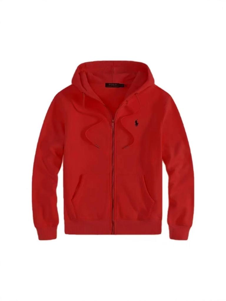 Sweat à capuche ample unisexe 2025: Gilet Décontracté Couleur Unie avec Broderie Petit Cheval Fermeture Éclair