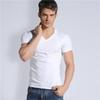 Herren Kurzarm-T-Shirt mit V-Ausschnitt, einfarbiges T-Shirt, eng anliegendes Basisshirt