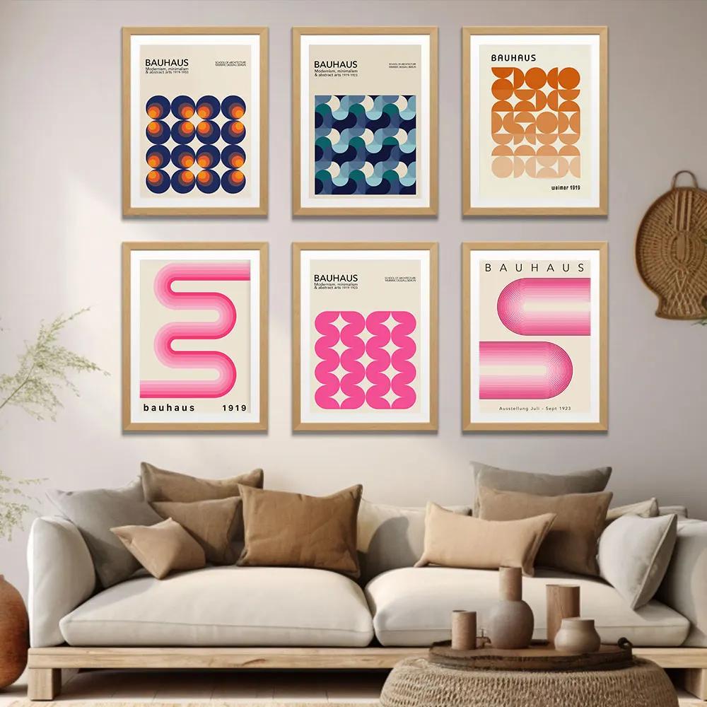 Modernist Bauhaus Geometric Canvas Poster Living Room Wall Art Retro Prints Mid Century Home Decorative Wall Art Painting