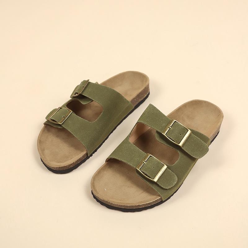 

Ретро платформа Бокен обувь женская летняя новинка верхняя одежда двойная пряжка с круглым носком шлепанцы нескользящая пляжная обувь 43 бордовый