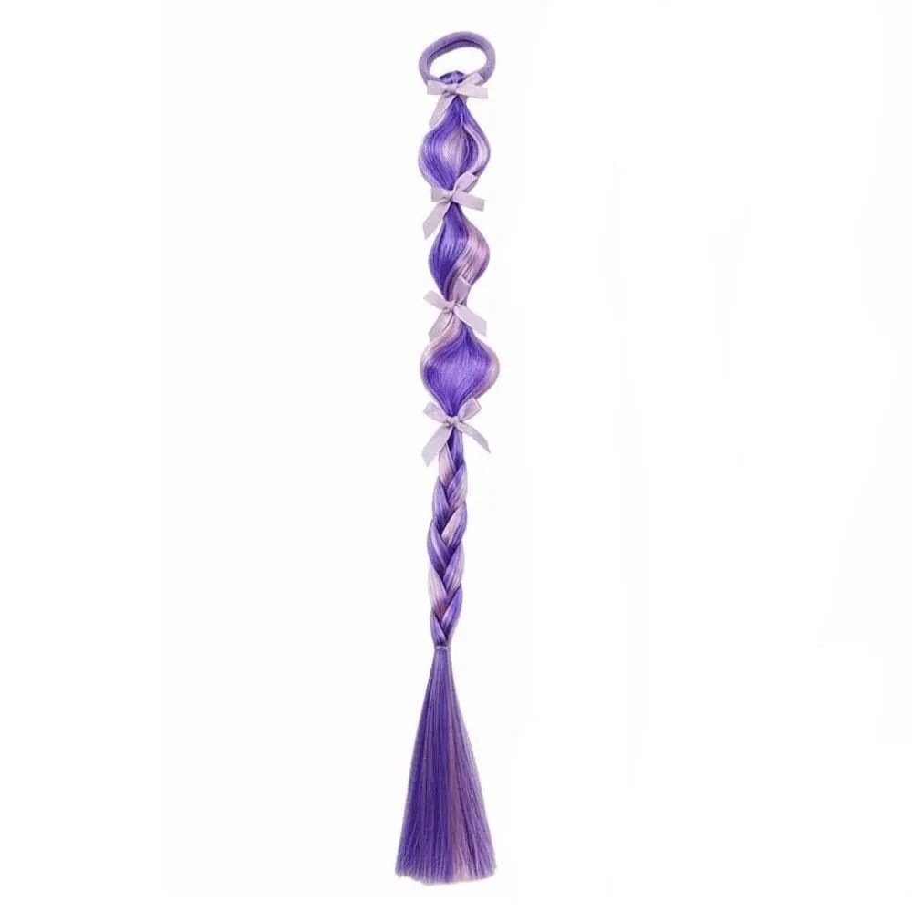 2PCS Colorful Children's Wig Braids Handmade Colorful Braided Hair Ties Wig Ponytail Cosplay Use