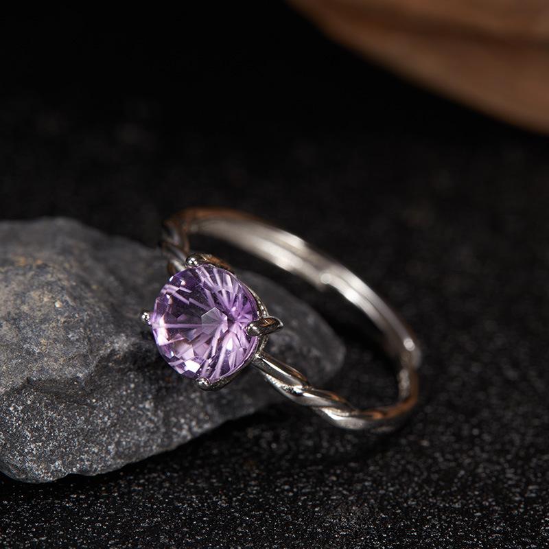 The Wind Does Not Fade, Niche High Sense S925 Sterling Silver 18K Natural Citrine Amethyst Color Treasure Fortune Live Ring