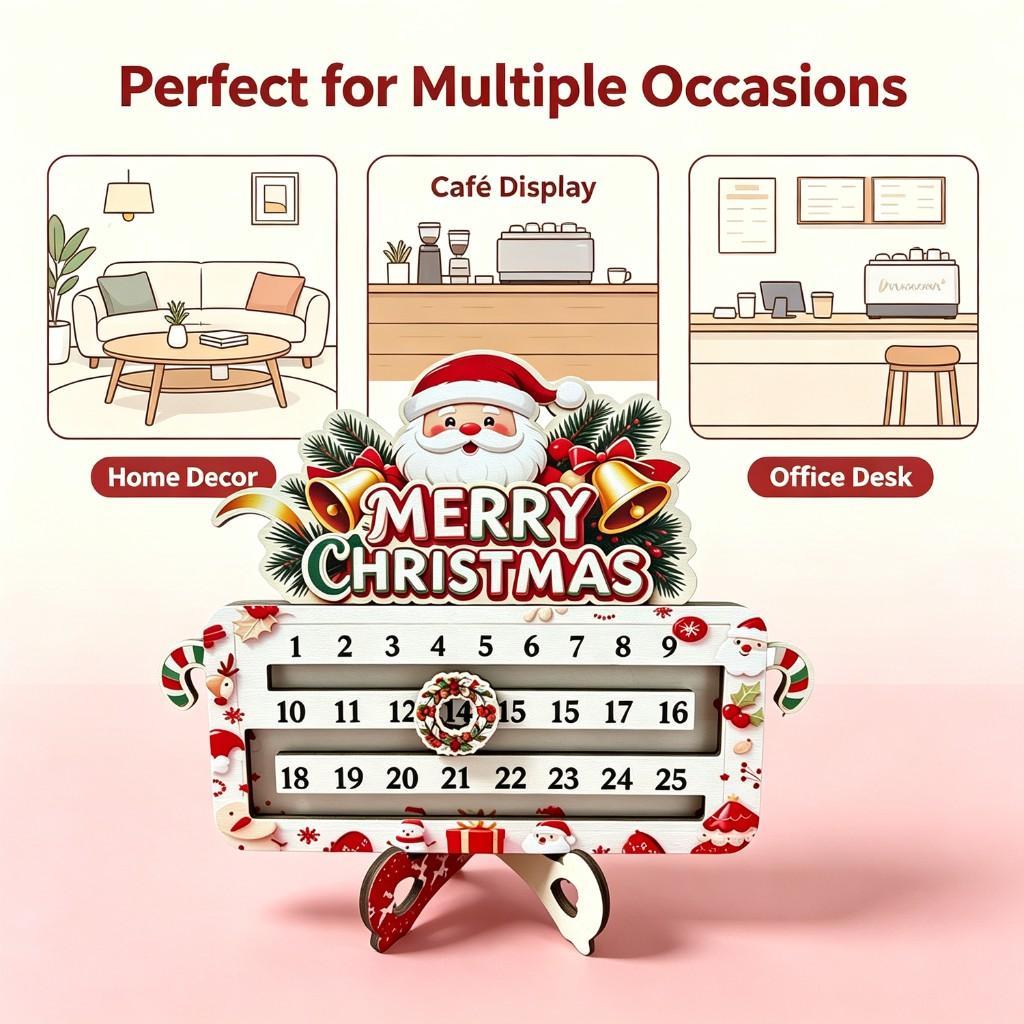 Christmas 25 days Countdown desktop calendar decoration red