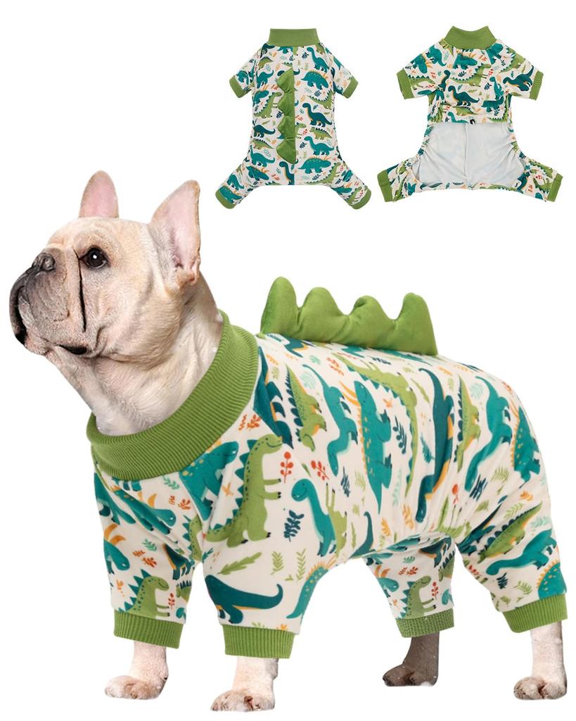 Dinosaur Costume Dog Pajamas, Stretchy Spandex Crystal Velvet Sleepwear Coat Soft Pet Outfit Clothes for All Seasons