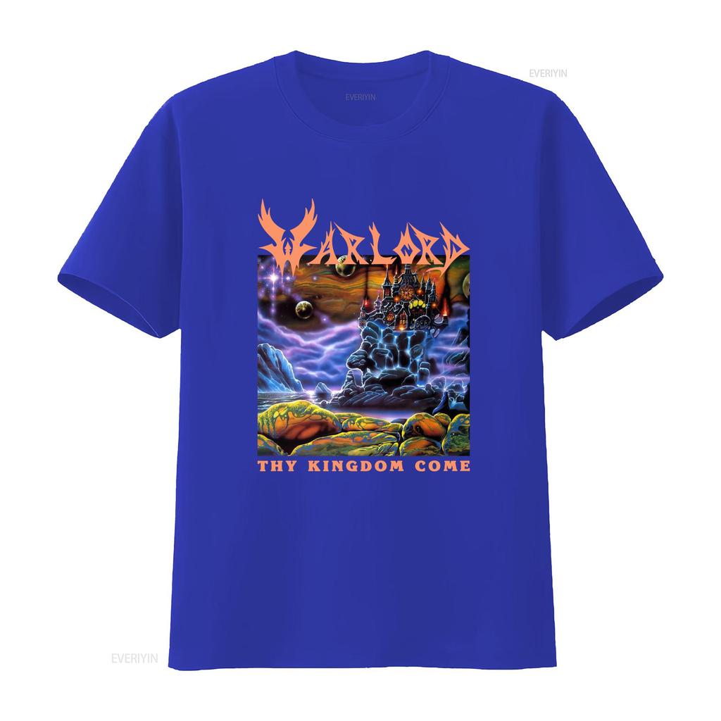 Vintage Heavy Metal Warlord Band Thy Kingdom Come Fantasy Cosmic Castle Print Streetwear T Shirt Vintage Washed Streetwear