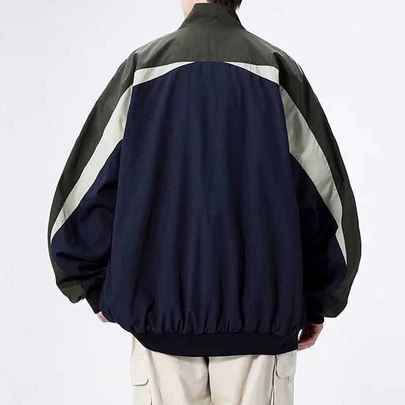 Contrasting Color Splicing Men's Jacket Versatile Fashion Sports Autumn 2025 New Loose Trend Trendy Brand Men's Jacket
