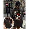 Run Little Mouse Skull & Roses Women's Tee - Edgy Gothic Graphic, Casual Punk Top