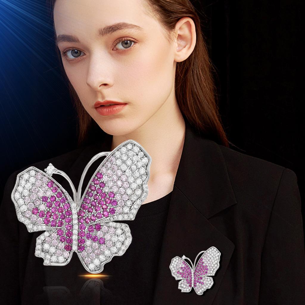 Damen Leichter Luxus Design Elegante Eingelegte Zirkon Farbverlauf Schmetterling Brosche, Vielseitige Und Nischen Designgefühl Brosche