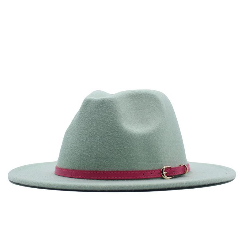 New spot European and American flat-brimmed felt jazz hat, British gentleman's retro woolen fashion felt hat