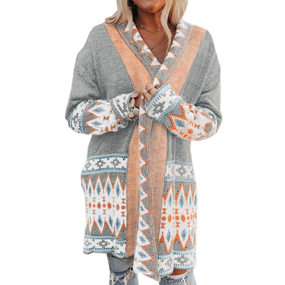 Strickmuster Mittellanger Cardigan-Pullover