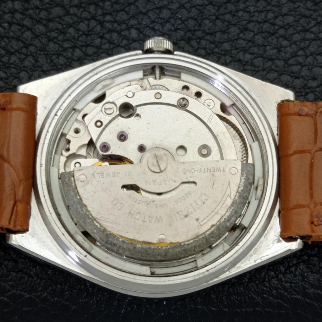 JAPAN MENS VINTAGE CITIZEN AUTOMATIC 8200 YELLOW COLOR DIAL WATCH A500249-2 R151b-a500249