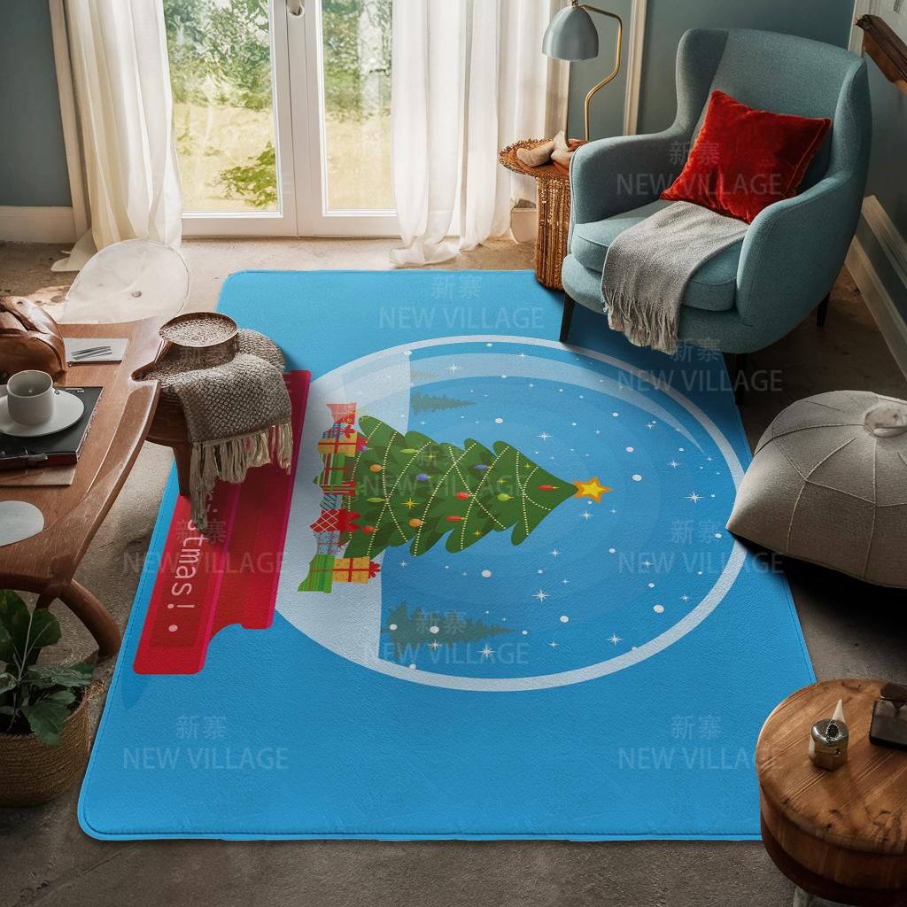 House Entrance Carpet Home Door Mat Living Room Bath Foot Bathroom Non-slip Water Absorption Rugs Bath Merry Christmas Winter