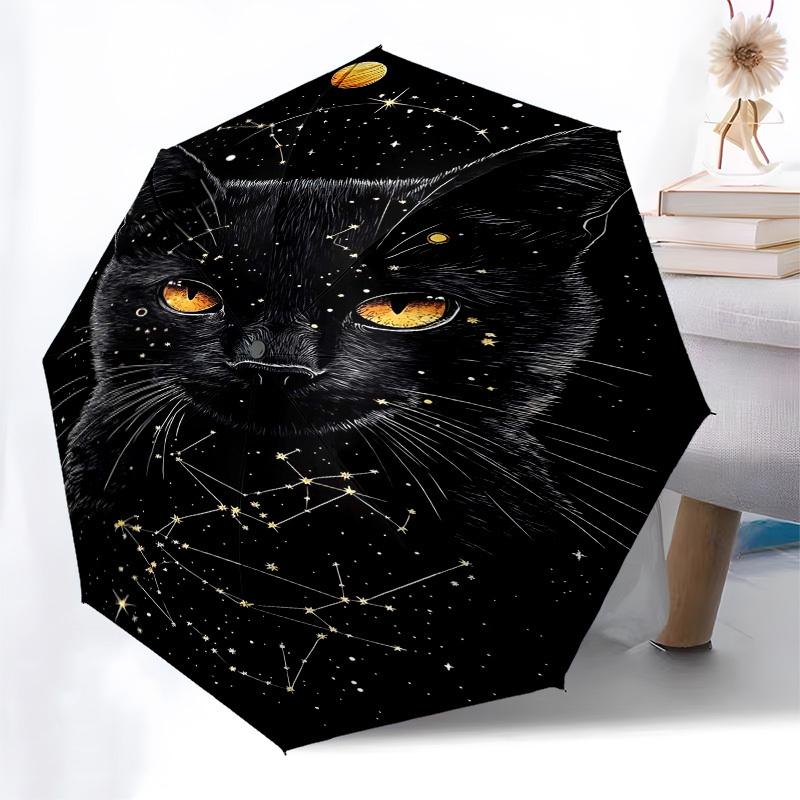 1pc cat constellationsOpen/Close Umbrella-Windproof, Compact Travel Umbrella, Sturdy 8-Rib Shaft, Outdoor Accessory1198