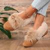 Women's Plush Slip-On Slippers with Bow - Winter Indoor/Outdoor House Shoes, Soft Cushioned TPR Sole & Plush, Cozy Non-Skid Footwear