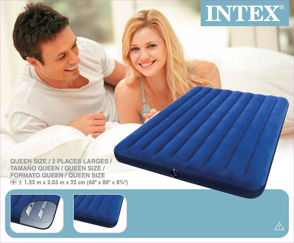 INTEX CLASSIC DOWNY Air Queen 203 X 152 X 22 Cm Japanese Bed, Size, (Product Code 68759) [Official Product]