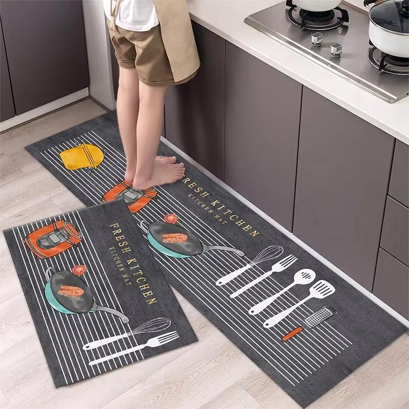 Kitchen Pvc Mat Leather Waterproof Carpet Non-slip Floor Mats Oil-proof Home Decoration Long Area Rug Alfombra De Cocina