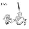 Women Trendy Rhinestone Gecko Navel Bar Belly Ring Body Piercing Jewelry Gift