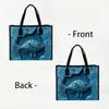 Unique Blue Fish Pattern Tote Bag Casual Reusable Shopping Bag for Daily Use