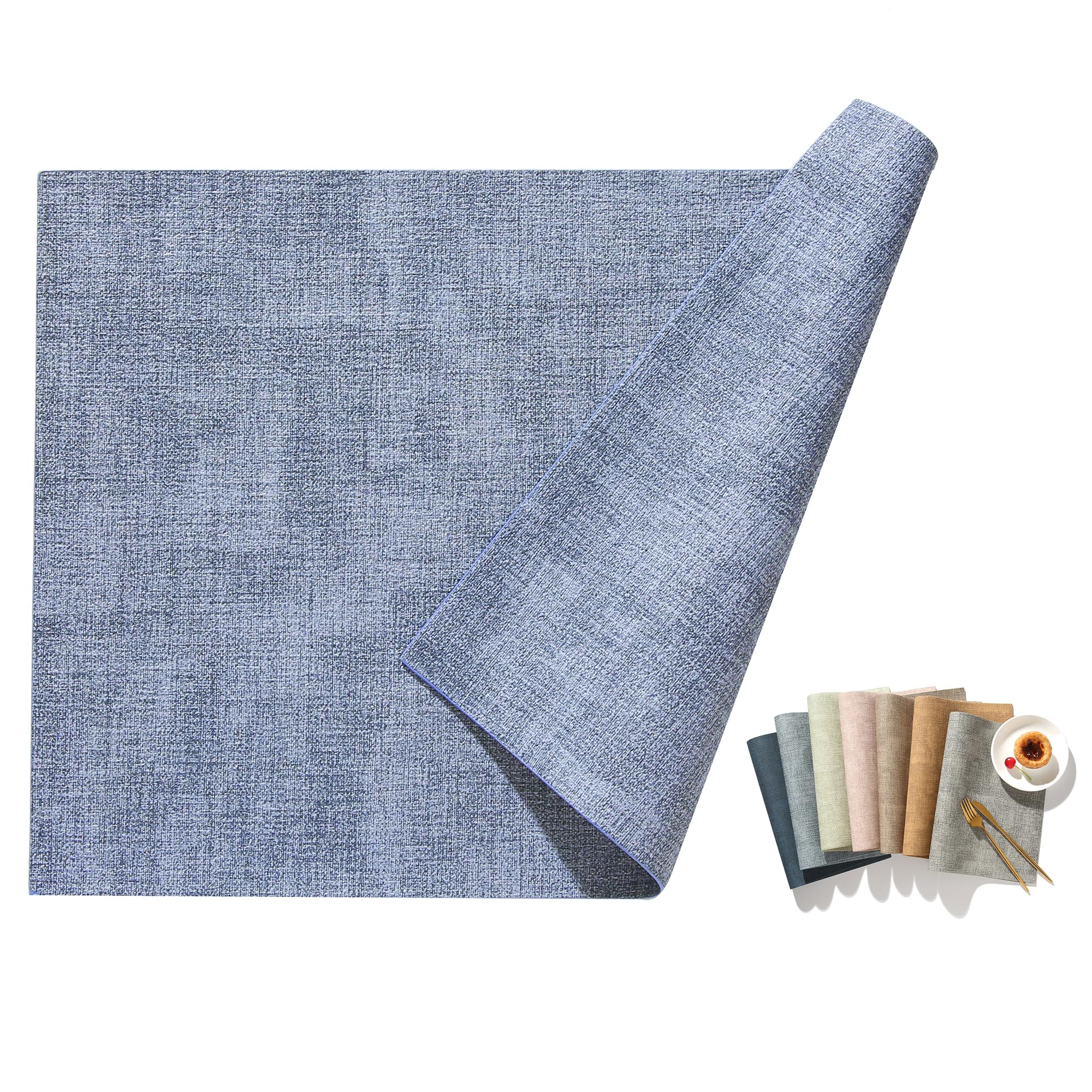 

Univo Colors Set of PU Stylish and Easy to and for Home and Restaurant Use x Set of Placemats, 2, High-Quality Leather, Decorative, Clean, Washable, синий
