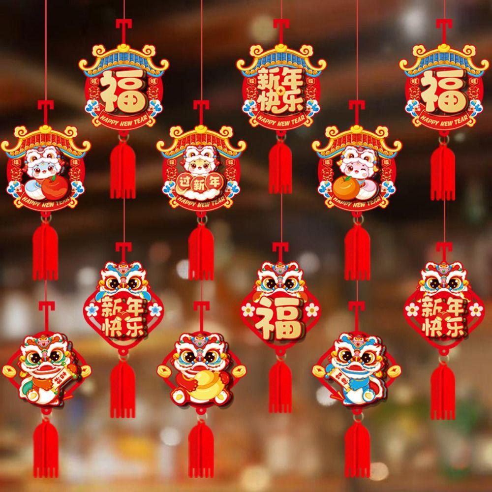 

12Pcs Red Chinese Snake Year Pendants Traditional Plants Potting Ornaments Home New Year Decor Style 3