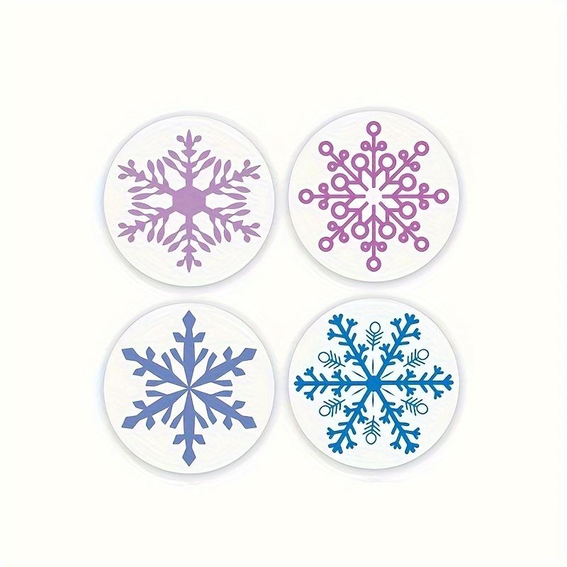 500pcs/roll Glossy Snowflake Stickers, Round Paper Christmas Decals, Single-Use Festive Home Decor for New Year Celebrations