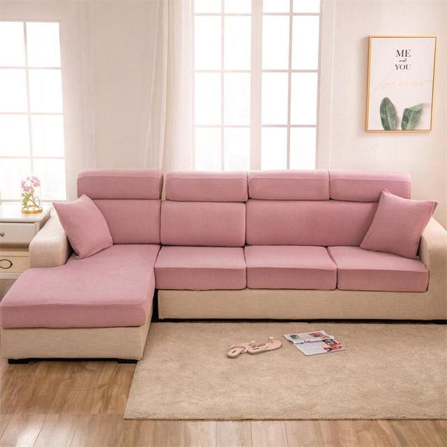 Jacquard Sofa Seat Cushion Cover Polar Fleece Elastic Sofa Covers For Living Room Pet Young Students Mat Chair Cover Furniture Protector