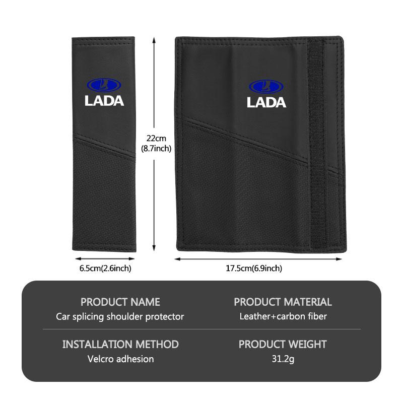 For Lada 2pcs Leather Splicing Car Seat Belt Pad Interior Accessories Niva Vesta 4X4 Samara Kalina Largus Priora Granta