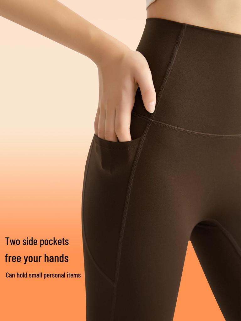 LAHN Damen High Waist Samt Yoga Hose - Po-Lifting, Warm, Hautgefühl, Keine Nähte für Herbst/Winter