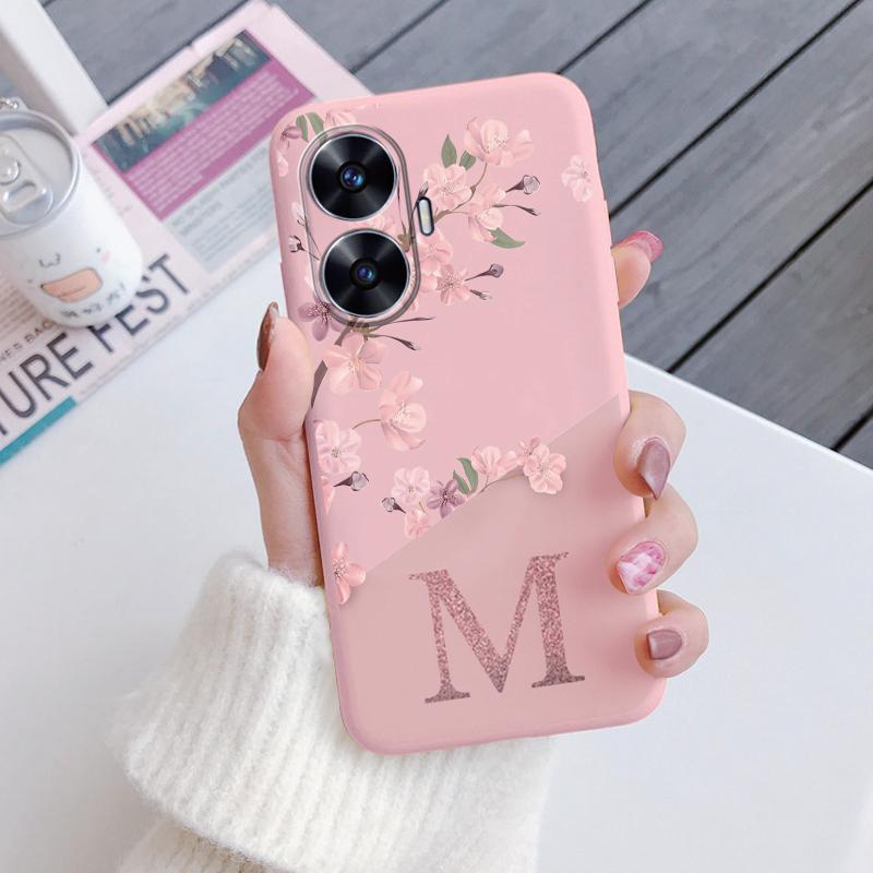 Letter Flower Phone Case For Realme C55 4G Shockproof TPU Bumper Soft Silicone Cover For Realme C55 C 55 Shell RealmeC55 Fundas