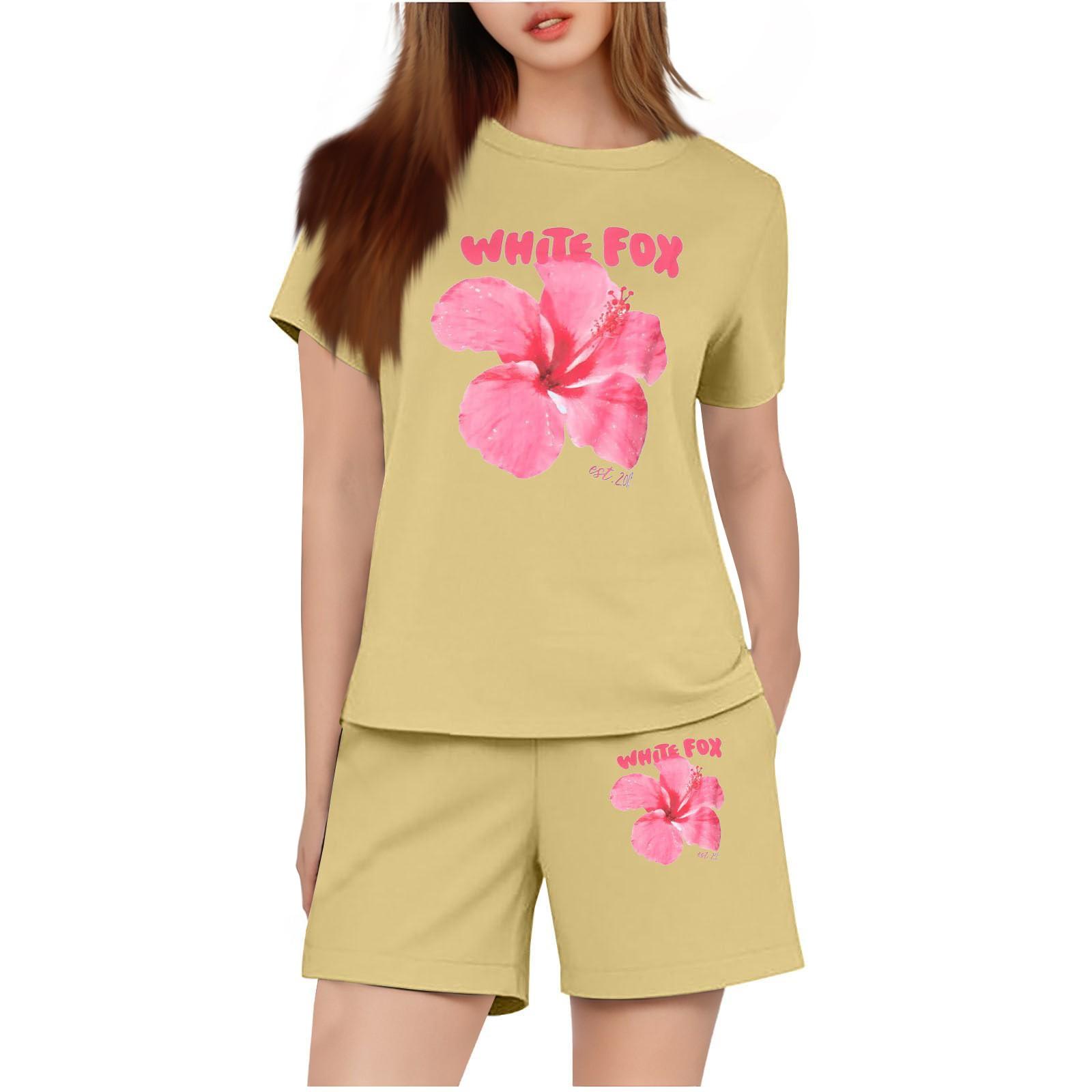 

Детская мода принтованный домашний костюм верхняя одежда домашняя одежда шорты с коротким рукавом костюм из двух частей 160 жёлтый