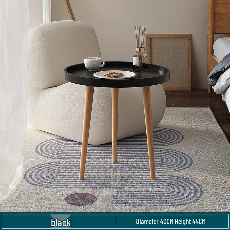 Nordic Small Round Coffee Table with Solid Wood Legs - Ideal for Living Rooms and Apartments