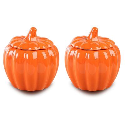 AB34- Kleiner Halloween-Kürbis-Behälter, Herbst-Süßigkeitsschale mit Deckel für Festival-Party-Tischdeko