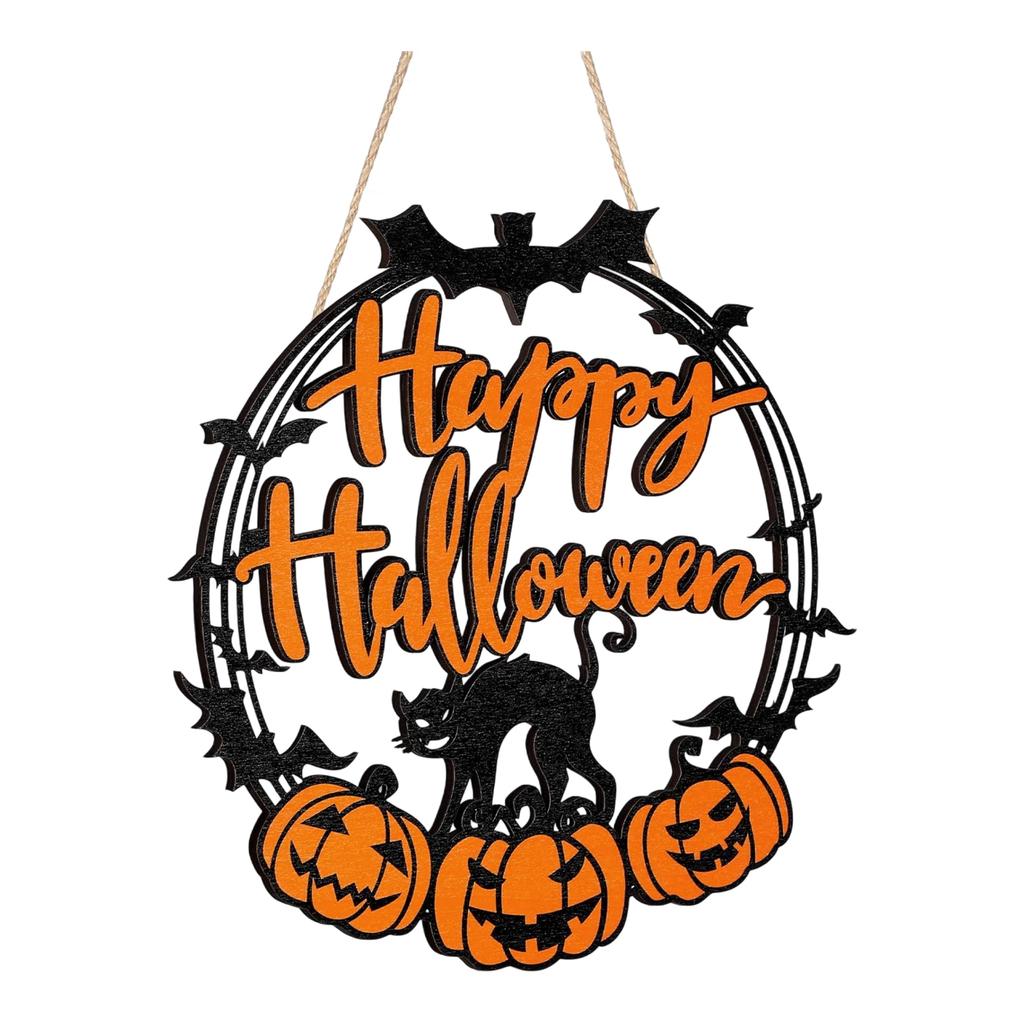 Halloween Pumpkin Wooden Craft Pendant Holiday Party Decoration Doorplate Ornaments