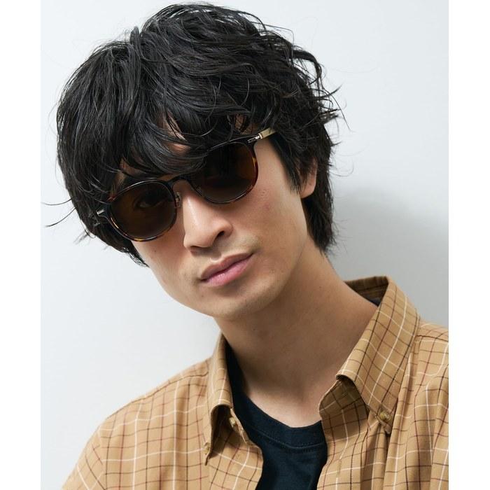 [Zoff] SUNCUT Glasses/UV100% Cut Boston Sunglasses Color Lens, Leather-Texture Temples, Nose Pads, Non-Slip, Unisex (Brown2, ZA181G05_49A1)