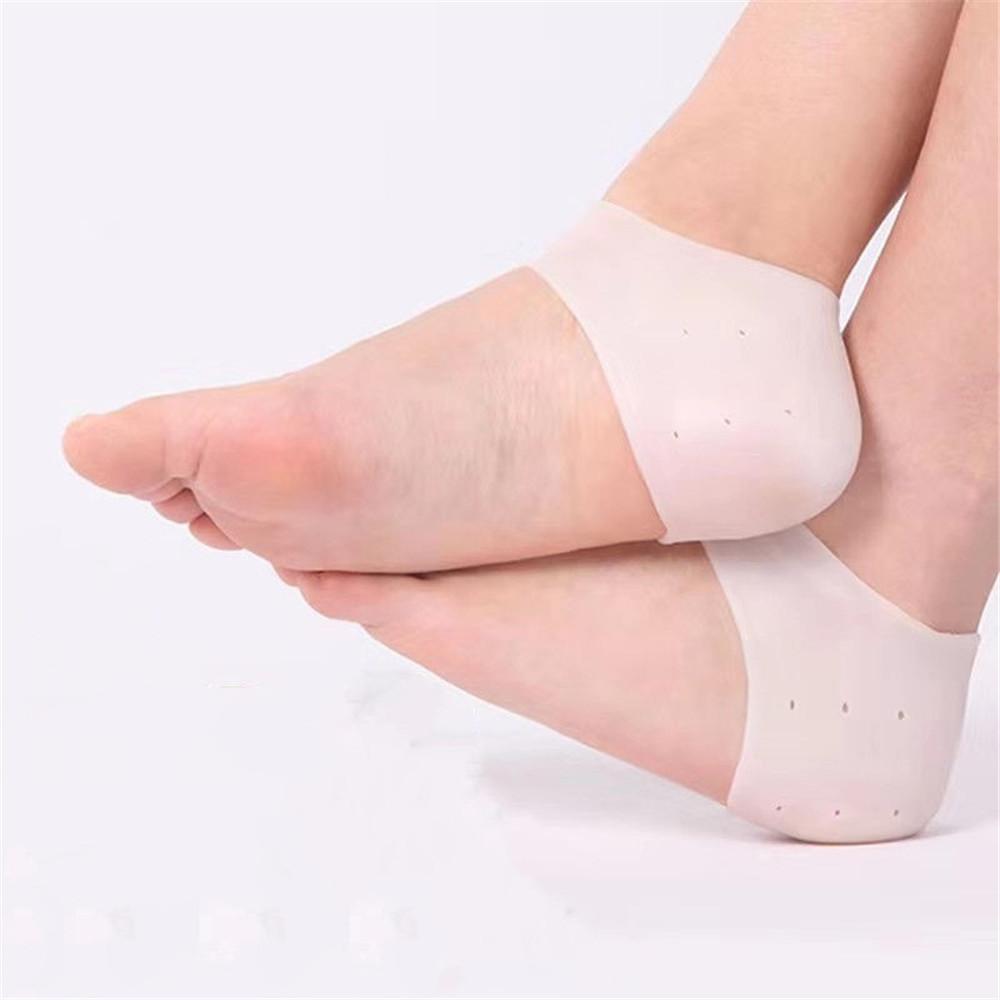 2 Pary Nawilżające Silikonowe Żelowe Rękawy na Pięty Ochraniacze do Pielęgnacji Popękanej Skóry Stóp