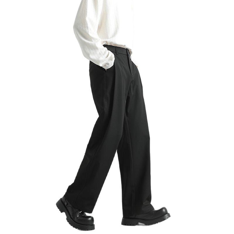 Trendy Brand Anti-wrinkle and Drape Casual Trousers Men's Trend Versatile Loose Wide-leg Straight Trousers