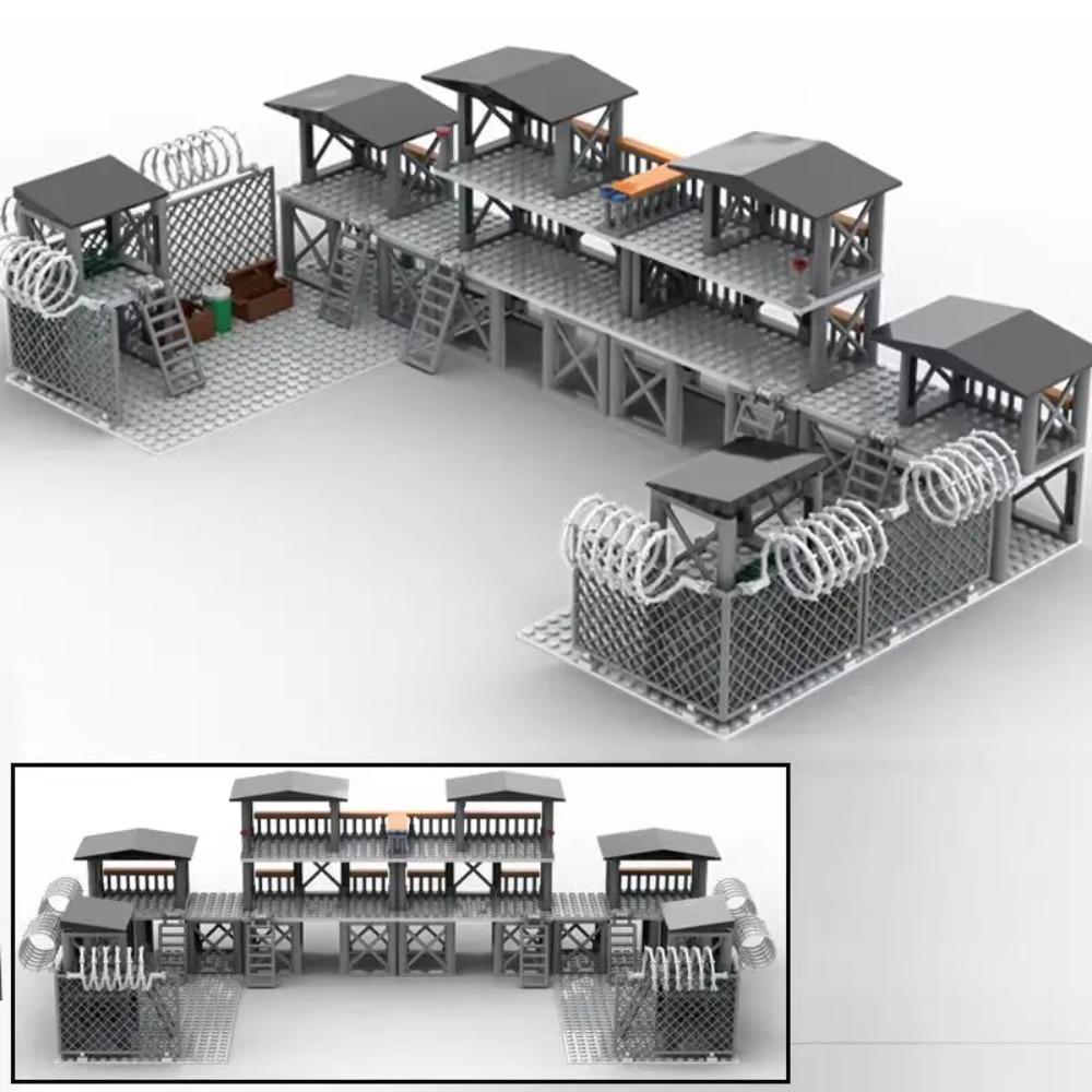 Upgrade Military Base Building Block Sets DIY WW2 Army War scene model Blocks Boys Toys