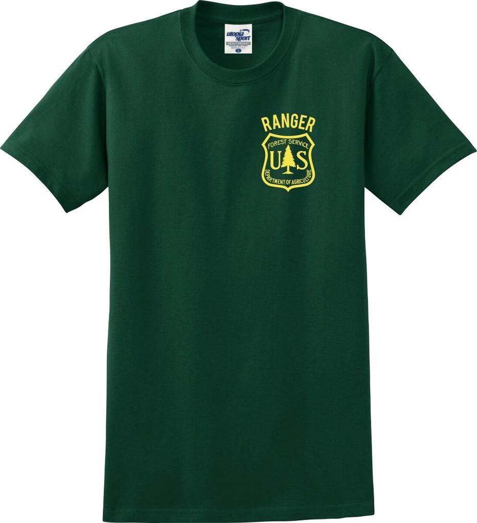 T-shirt Unisex con Stemma Ranger del Servizio Forestale USA sul Petto Sinistro (S-5X)