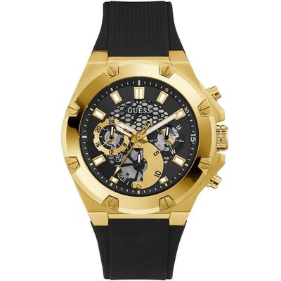Third Grear Multi Function Aurichalceous Dial Black Rubber Strap Watch For Men For Daily Work And Outdoor Sport GW0334G2