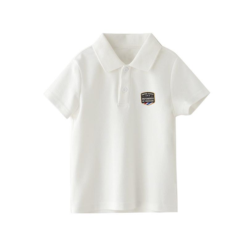 Boys Cotton Polo Shirt Summer Casual Short Sleeve Top For Big Kids Students Trendy T Shirt