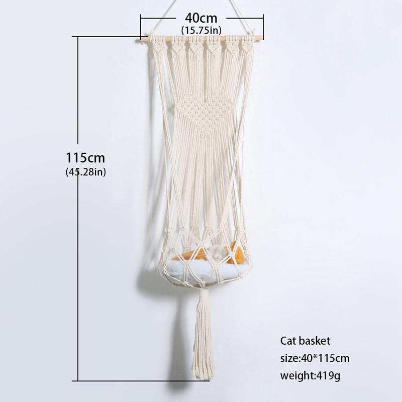 Large Macrame Cat Hammock,Macrame Hanging Swing Cat Dog Bed Basket Home Pet Cat Accessories Dog Cat's House Puppy Bed Gift
