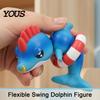 Artikuliertes Delfin-Spielzeug 3D-gedruckte Figur, Schwimmring Fidget Toy, Flexible Gelenke Dekoration für Rucksack Handtasche Geldbörse Anhänger Rucksäcke Anhänger